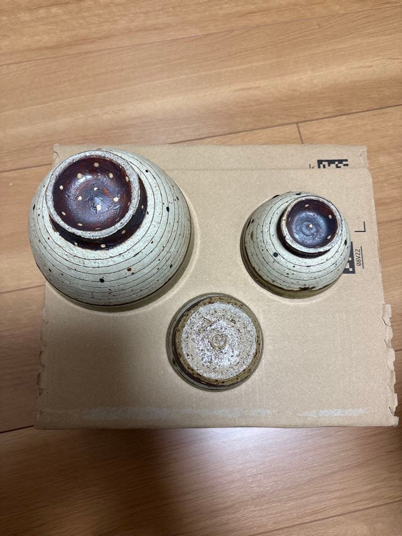 【新品・未使用】笠間焼　阿部誠　陶器飯碗3個セット