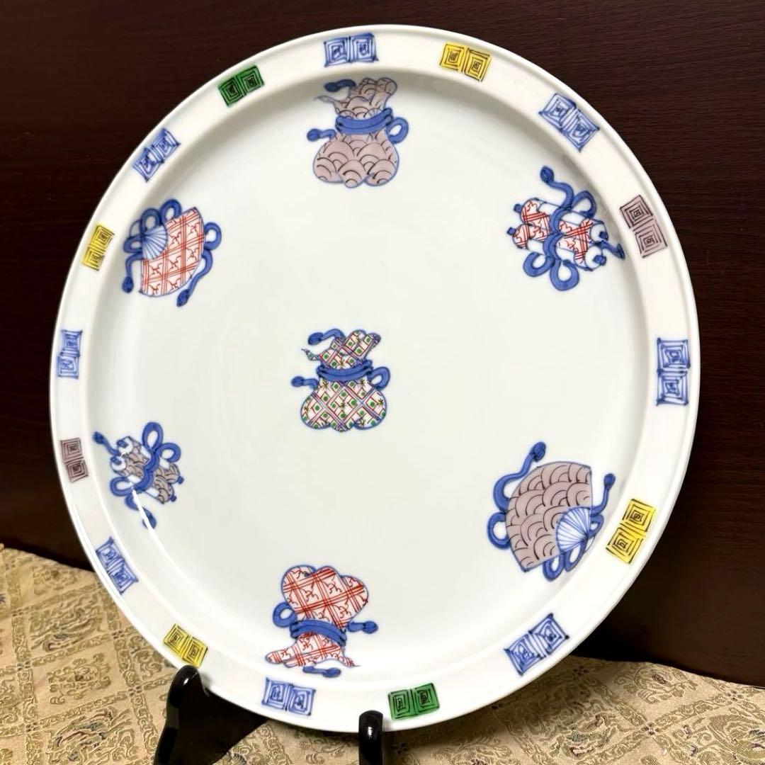 希少✨未使用保管品✨ 有田焼 渓山窯 染錦宝尽くし 11号 大皿 単品✨皿 飾皿
