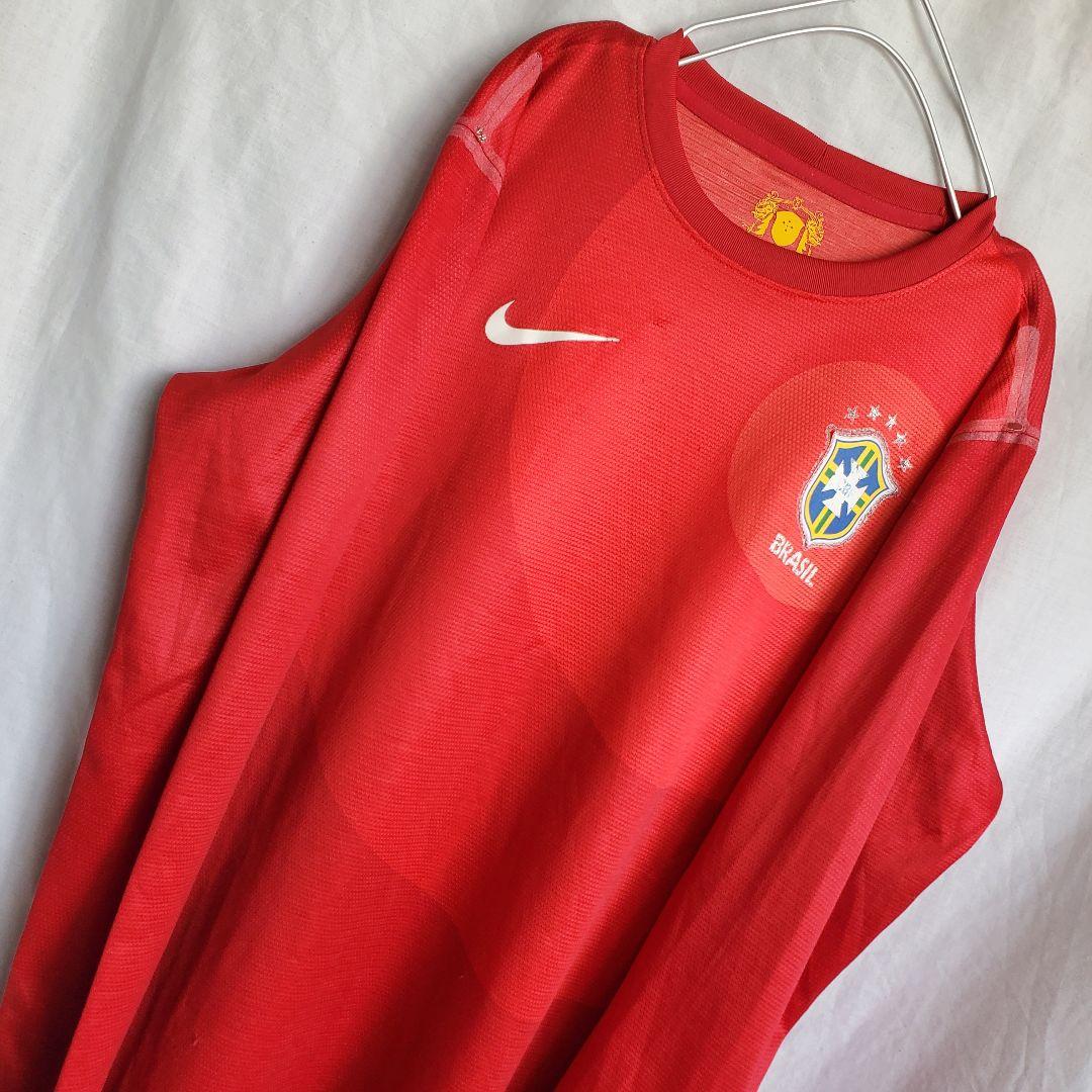 ブラジル代表 赤 レッド トレーニングウェア シャツ 長袖 tシャツ
