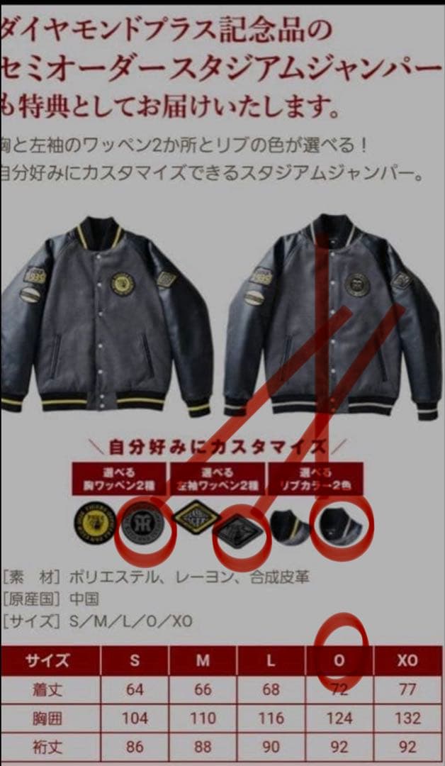 阪神タイガース ダイヤモンド会員限定ファンクラブスタジアムジャンパー O(LL)