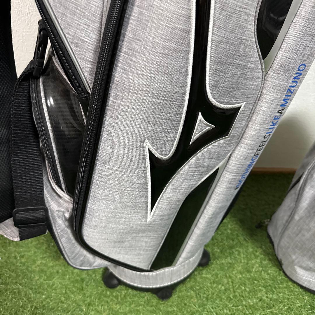 超美品‼️Mizuno グレー キャディバッグ フードカバー付き