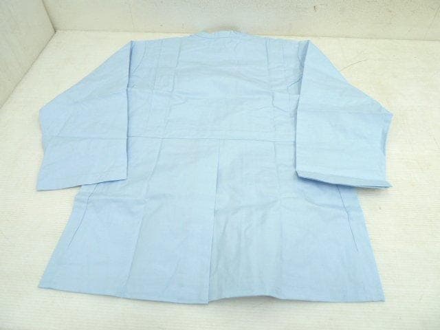 未使用品 国鳩 衛生白衣 LLサイズ 10枚 水色 (2) 長袖 横掛右側ボタン