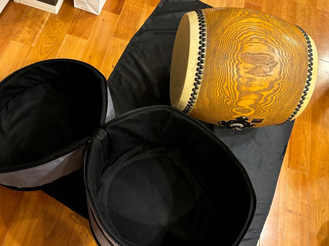 価格30万円程●堀田新五郎 和太鼓 長胴太鼓 打面36cm 1尺２寸 カバー付属