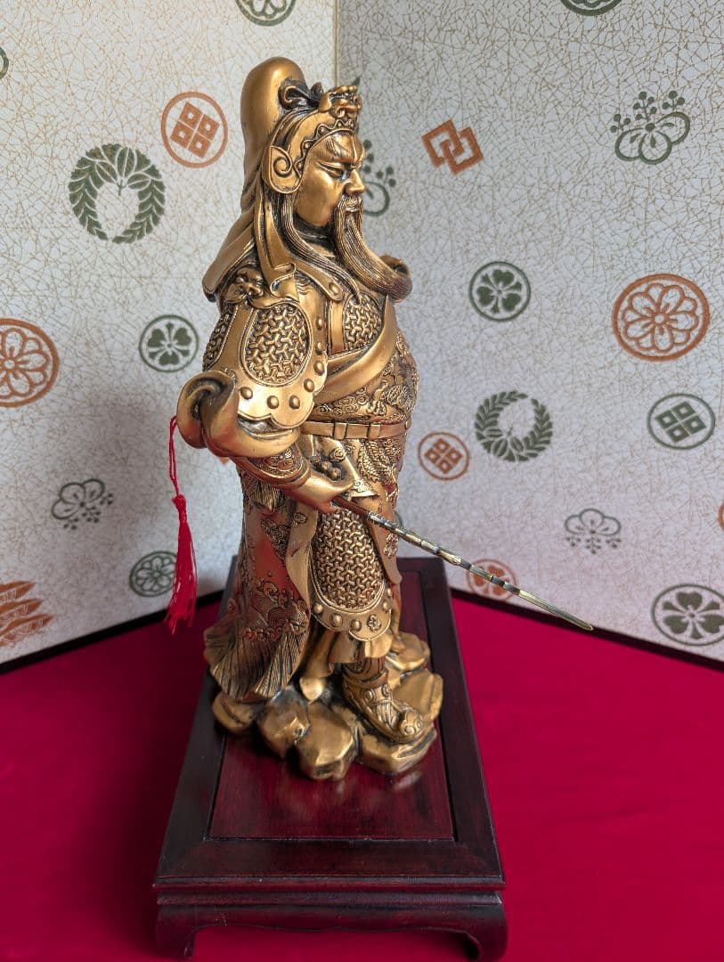 工芸　彫刻　関羽　関公　三国志　置物　立像