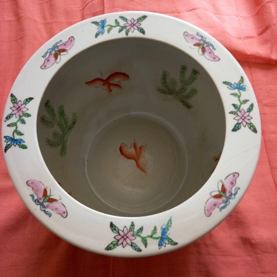 陶器　鉢　植木カバー　金魚鉢　火鉢　シノワズリ　工芸品