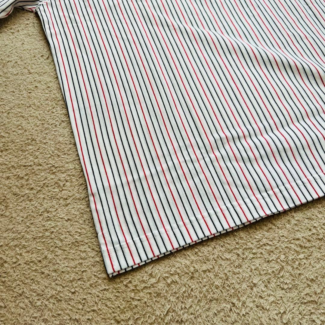 タグ付き　マンシングウェア　半袖ポロシャツ　メンズ　ストライプ　ロゴ刺繍　L