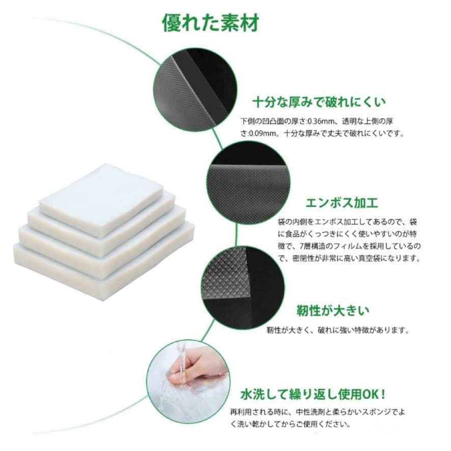 真空パック袋 エンボス加工 真空パック機専用袋 厚手 28x40cm 1000枚