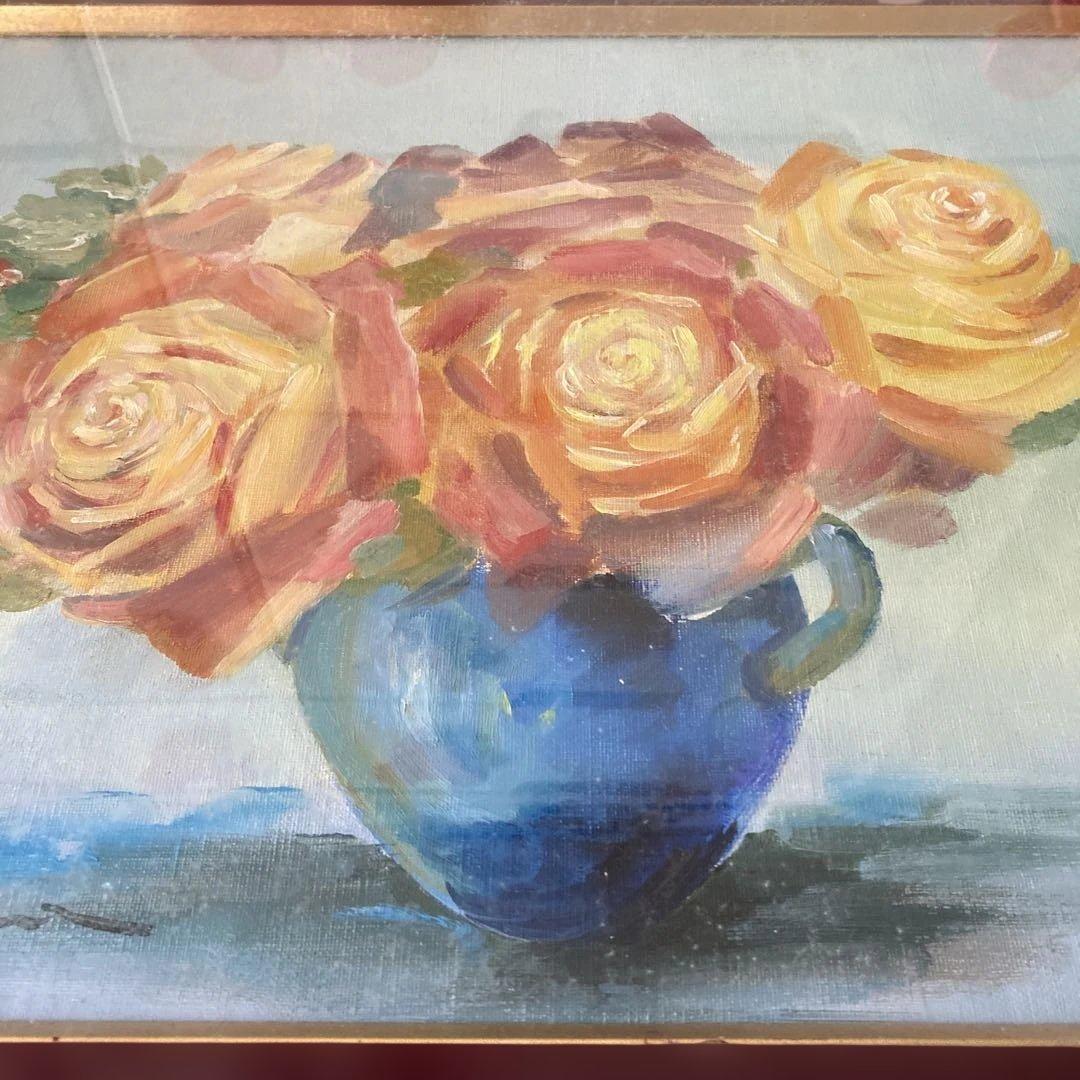 バラの花束 油彩画