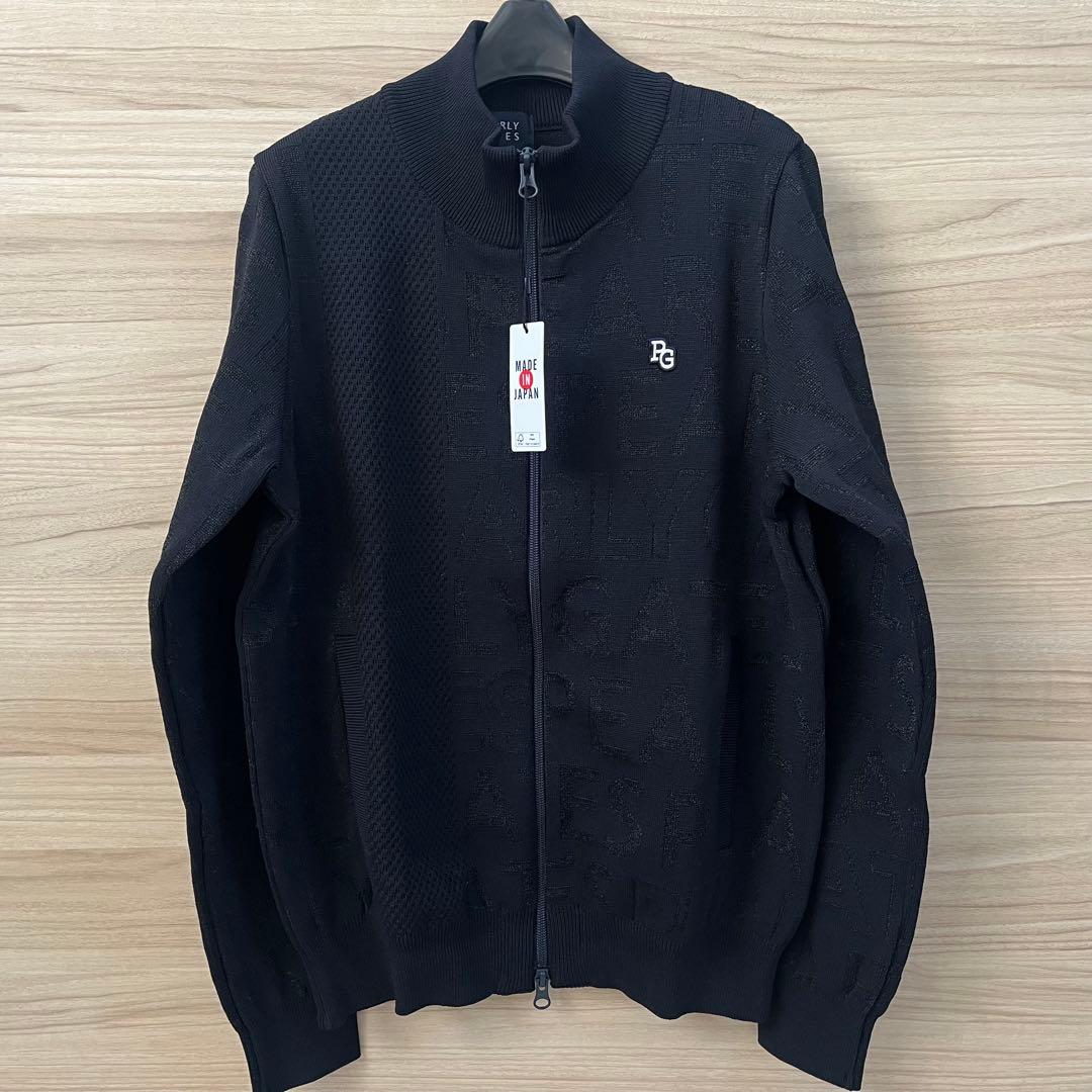 新品★41,800円 パーリーゲイツ 春夏サマーニットジップブルゾン 濃紺×白1
