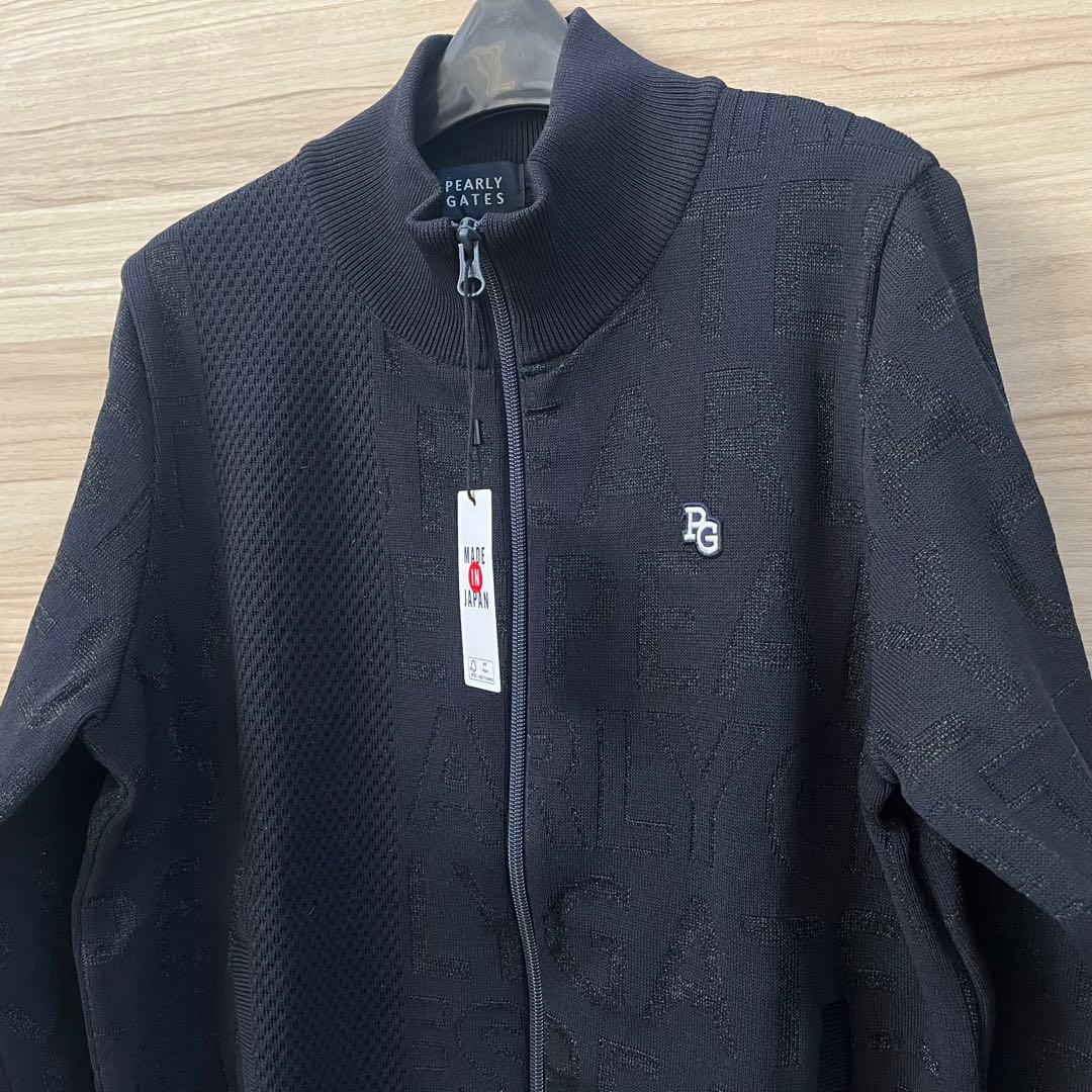 新品★41,800円 パーリーゲイツ 春夏サマーニットジップブルゾン 濃紺×白1
