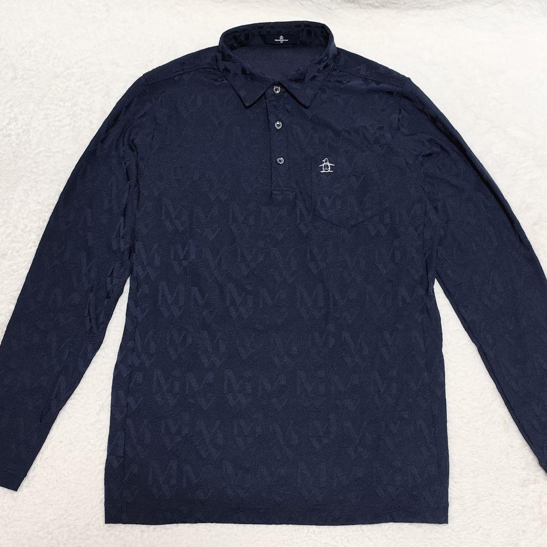 ほぼ未使用 MUNSINGWEAR 長袖シャツ モノグラム柄 総柄 ジャカード