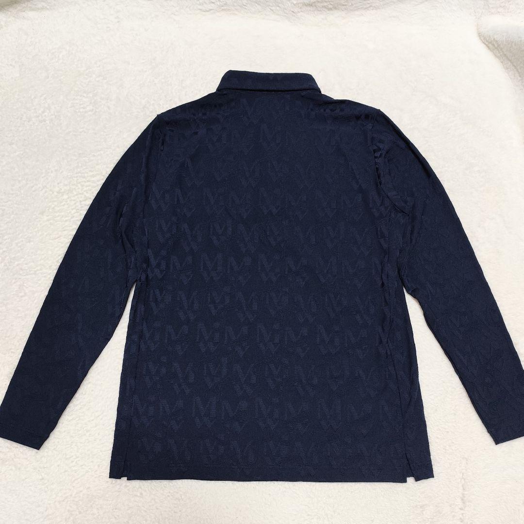ほぼ未使用 MUNSINGWEAR 長袖シャツ モノグラム柄 総柄 ジャカード