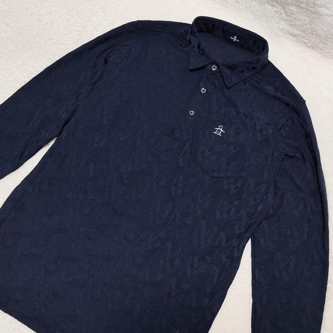 ほぼ未使用 MUNSINGWEAR 長袖シャツ モノグラム柄 総柄 ジャカード