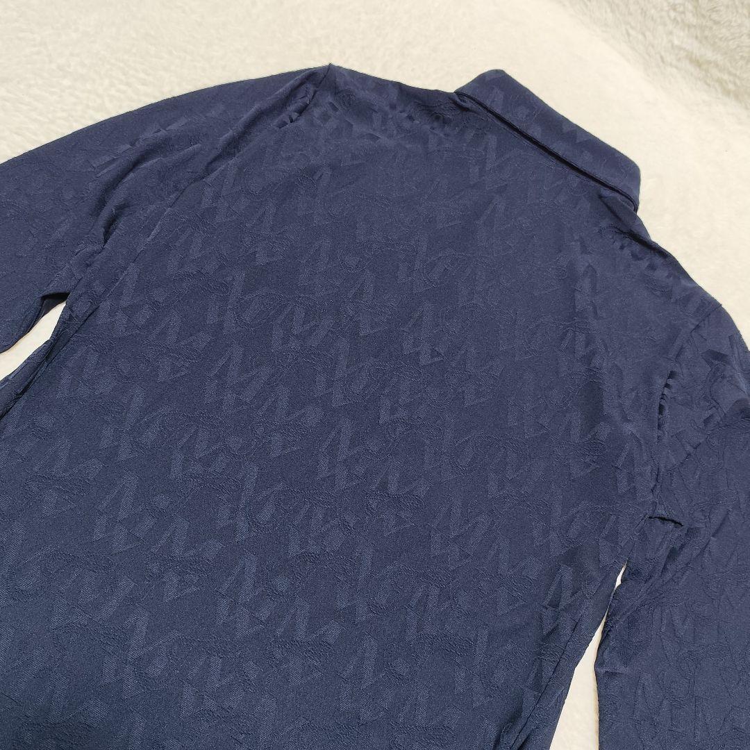 ほぼ未使用 MUNSINGWEAR 長袖シャツ モノグラム柄 総柄 ジャカード
