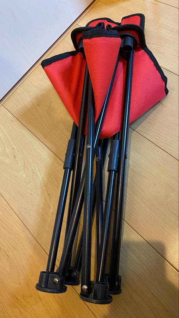 【美品】Colemanコンパクトクッションチェア レッド×ブラック4脚セット