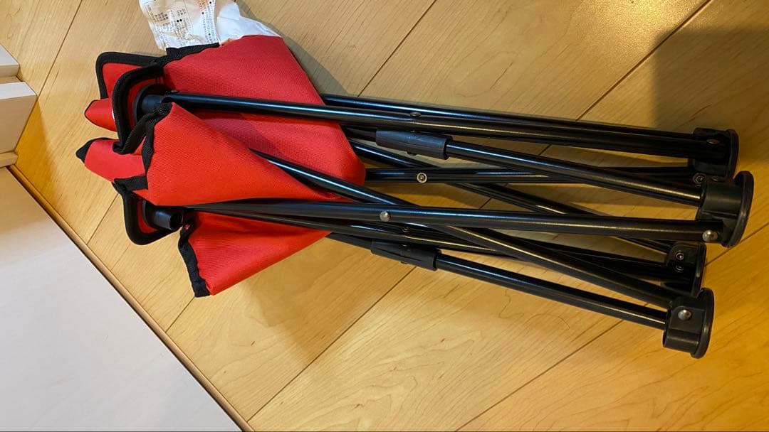 【美品】Colemanコンパクトクッションチェア レッド×ブラック4脚セット