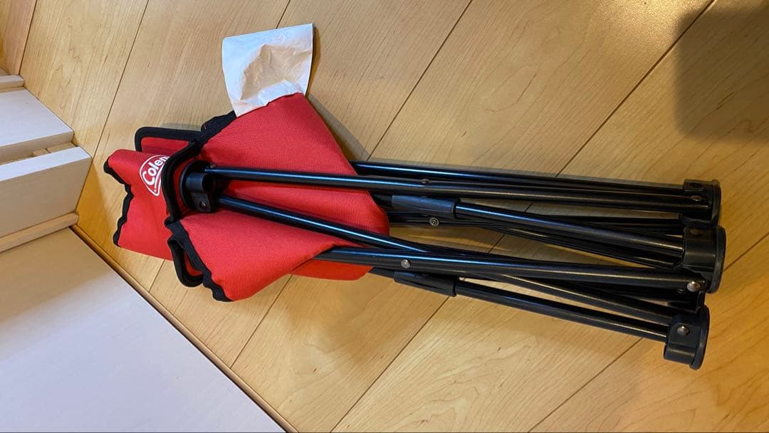 【美品】Colemanコンパクトクッションチェア レッド×ブラック4脚セット