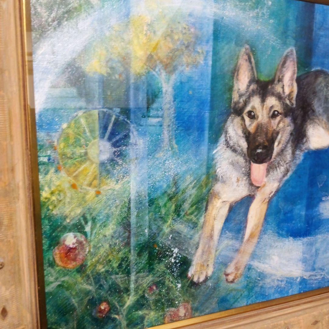 シェパード犬の油彩画