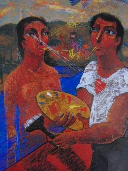 絹谷 幸二、壁画を描く画家、希少画集画、新品額装付