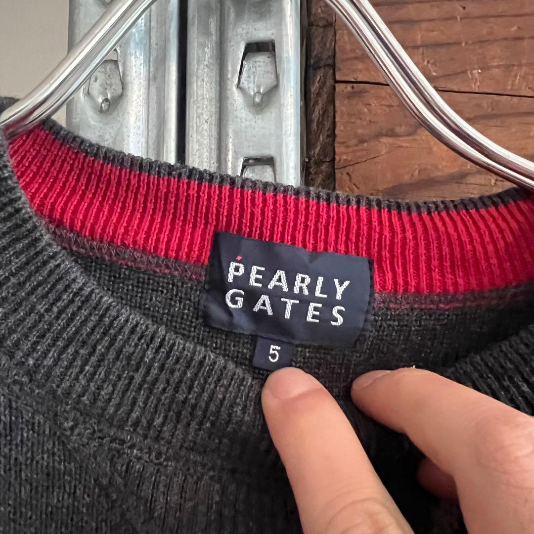 PEARLY GATES ニットセーター サイズ5 ダークグレー　パーリーゲイツ