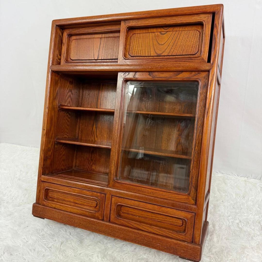 【高級】茶箪笥 欅 昭和レトロ 茶棚 和家具 収納家具 飾り棚　822-6