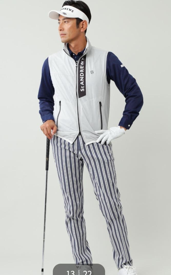 新品 st ANDREWSゴルフレジメンタルストライプパンツメンズL