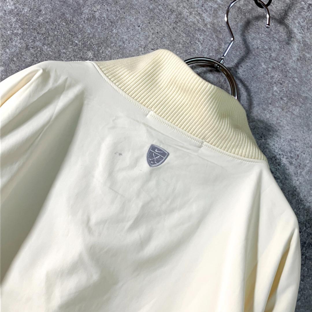 NIKE GOLF 切り替えニットジャケット　アイボリー　ジップアップ　ロゴ刺繍