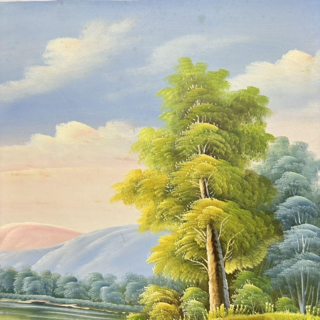 手描き 水彩油画 風景画 陳逸飛 作品図 中国絵画 約70×100cm 未表装