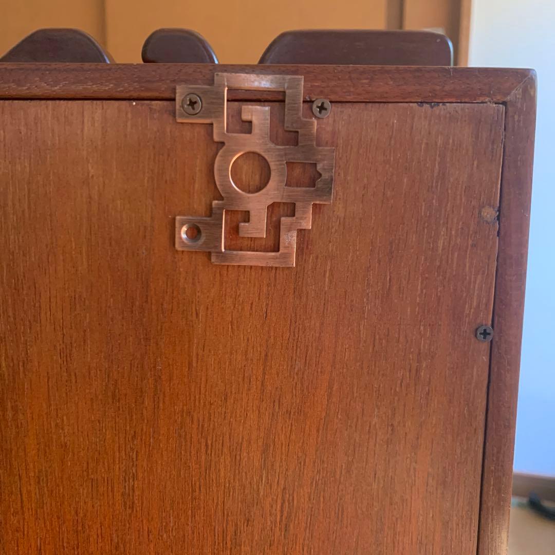 中古　中国 唐木 飾り棚 アンティーク ビンテージ ミラー 鏡 壁掛け