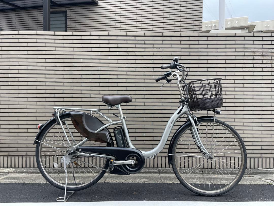 12.3ahヤマハパスwith電動アシスト自転車 シルバー 前バスケット付き