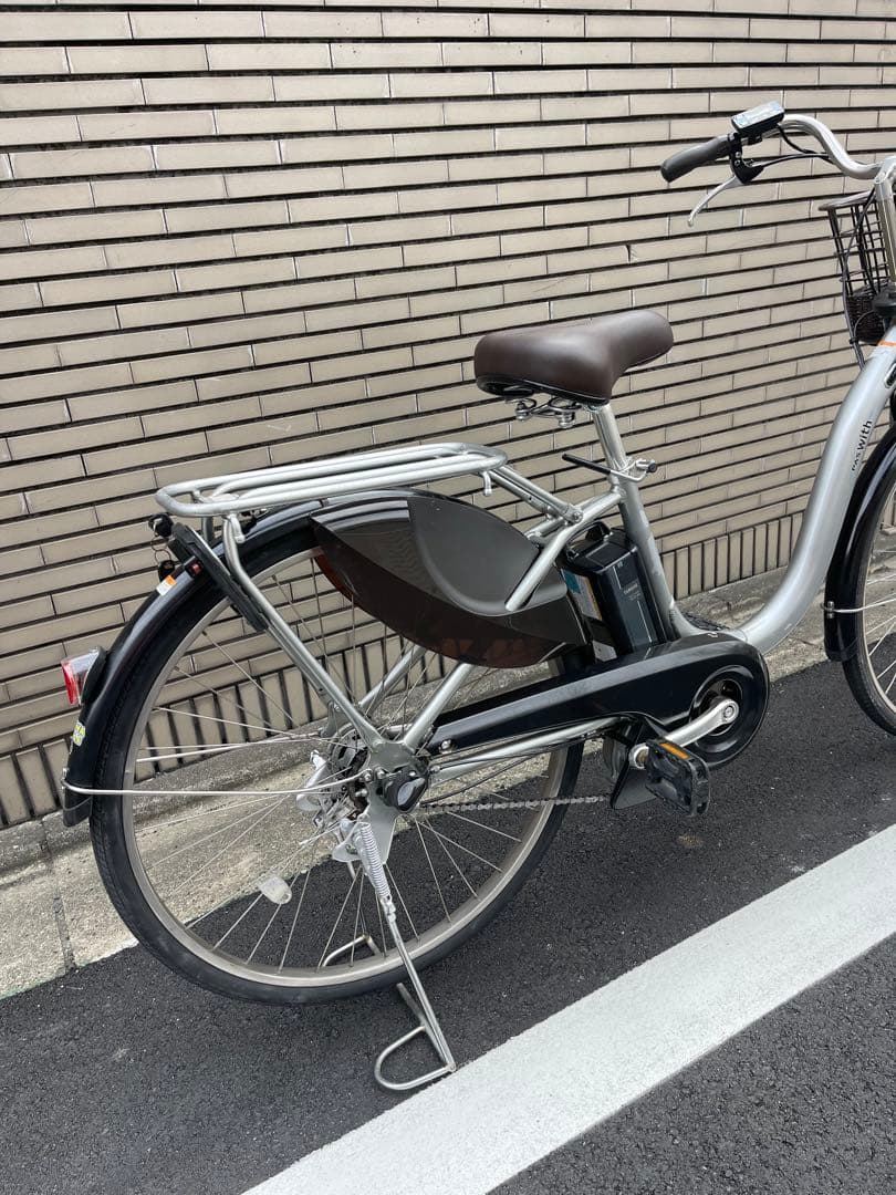 12.3ahヤマハパスwith電動アシスト自転車 シルバー 前バスケット付き