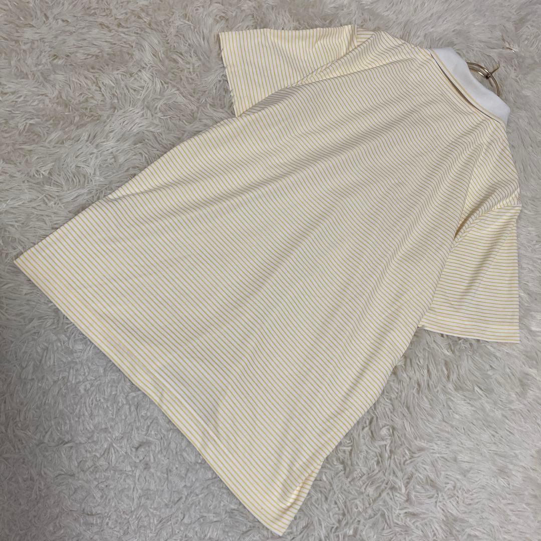 《良品》BURBERRY GOLF ポロTシャツ イエロー L ゴルフ ボーダー
