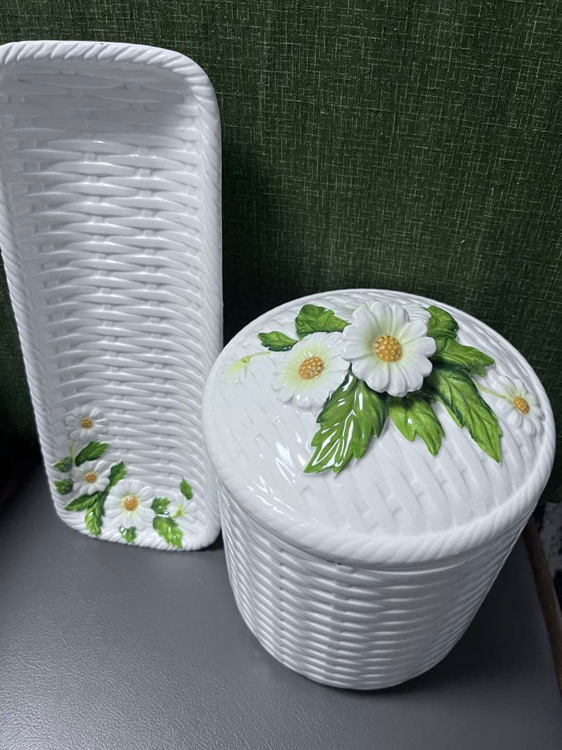 マーガレット ヴィンテージ 陶器製 花柄 小物 収納 セット