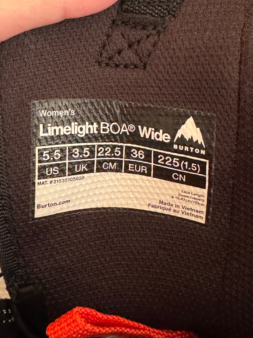 は*こ様 BURTON LIMELIGHT ワイド 22.5cm スノーボードブ