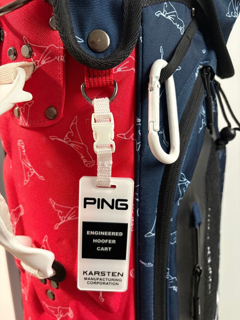 PING HOOFER CART ゴルフバッグ ネイビー/レッド