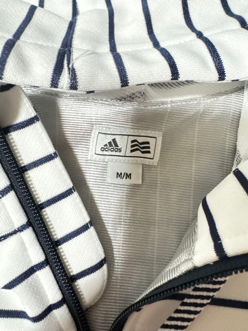 ✨美品✨ adidas ゴルフ セットアップ M 白紺 ボーダー レディース