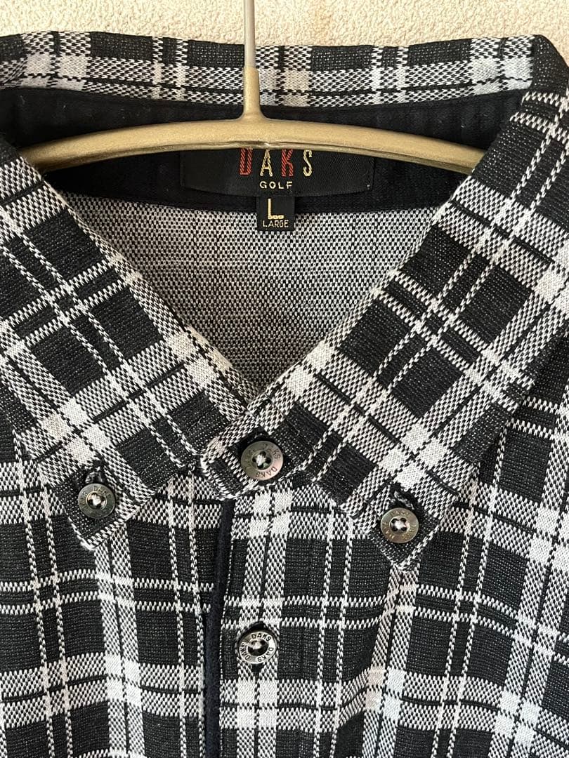 DAKS(ダックス) ☆メンズ長袖ポロシャツ　チェック柄　Lサイズ