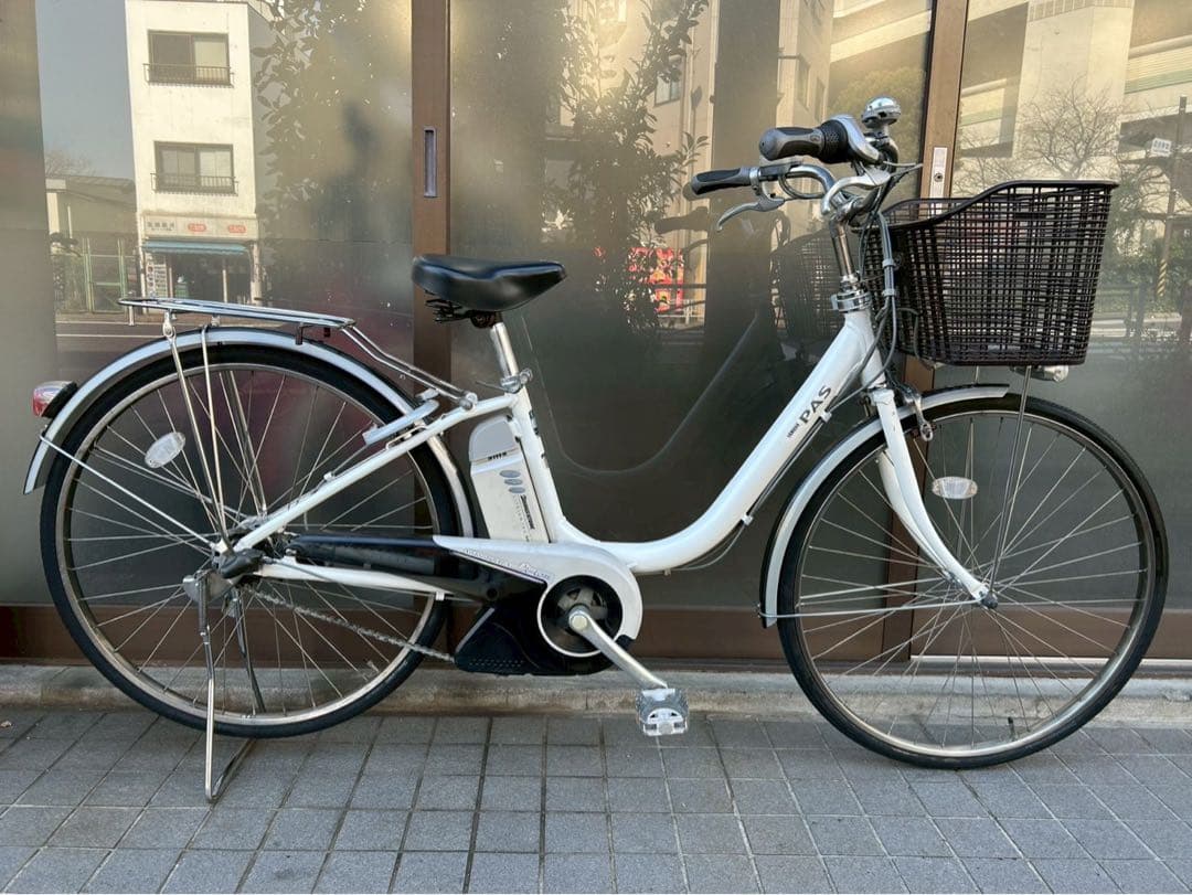 中古電動自転車 ヤマハ パス 26インチ ホワイト 横浜 №3376