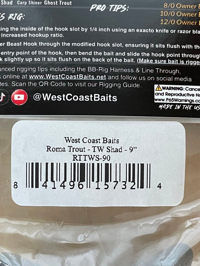 【日本未発売】West Coast Baits Roma Trout 9\" 新品