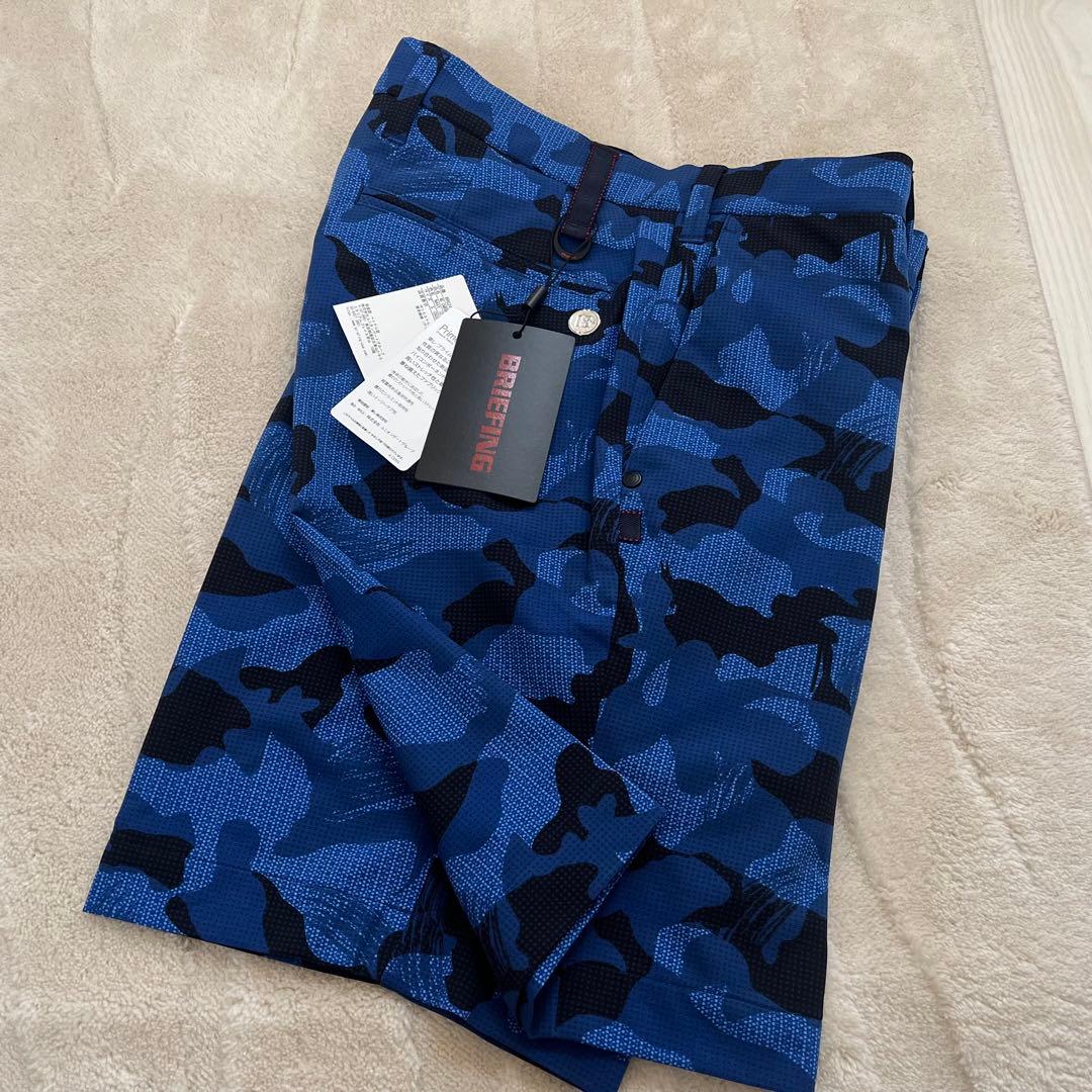 新品★BRIEFINGゴルフ カモフラショートパンツ ネイビー 迷彩半ズボン S