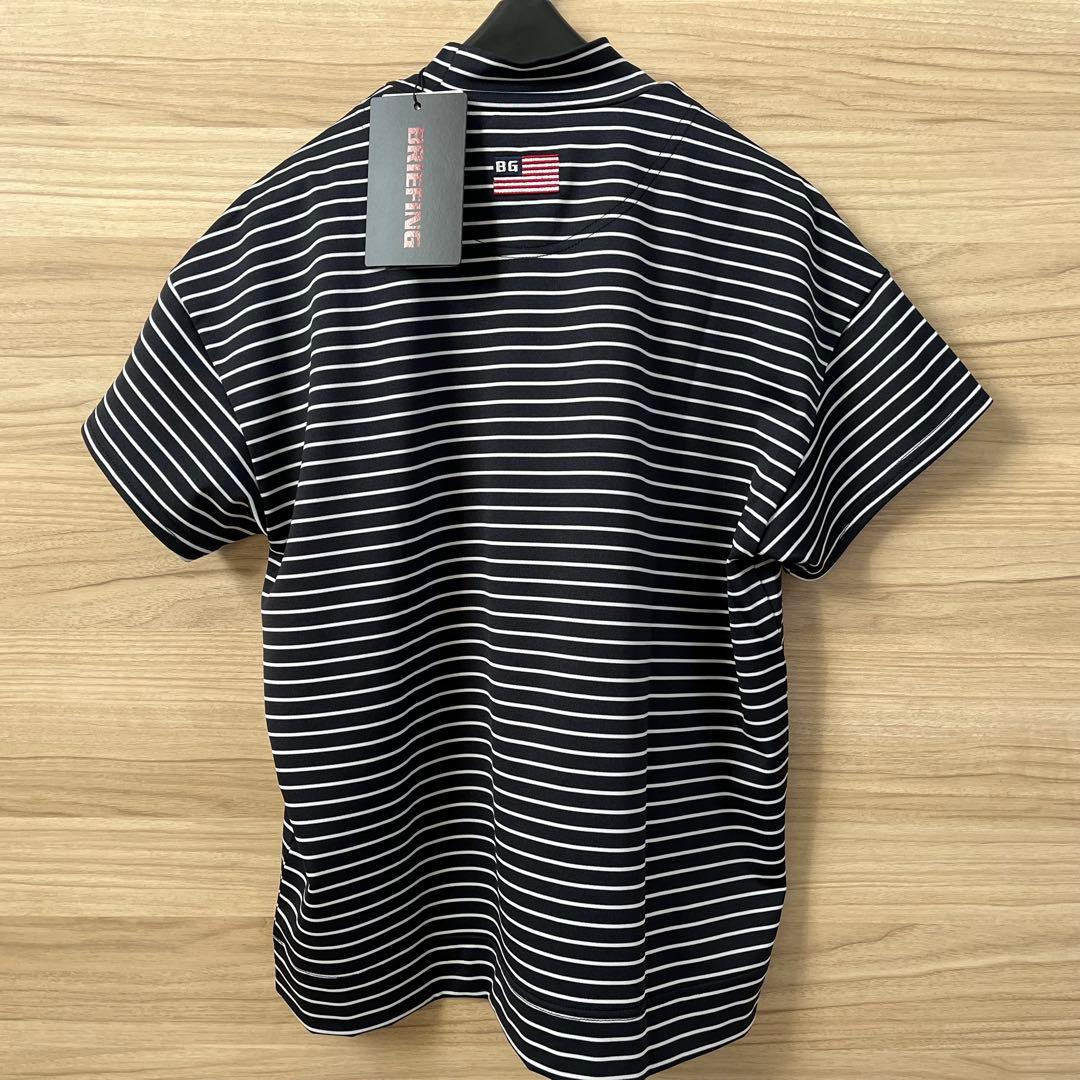 新品★19,800円 紺M BRIEFING 半袖ストライプモックネックシャツ