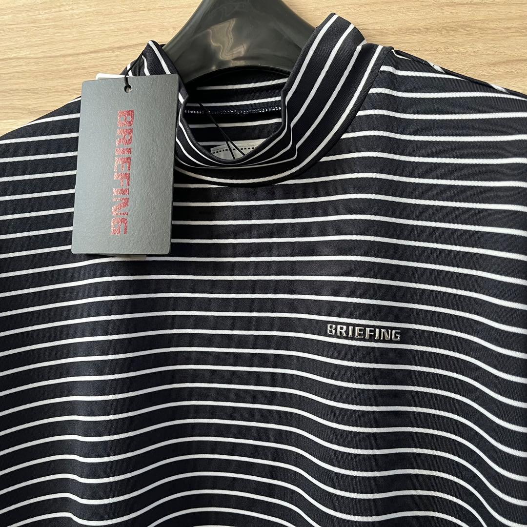 新品★19,800円 紺M BRIEFING 半袖ストライプモックネックシャツ