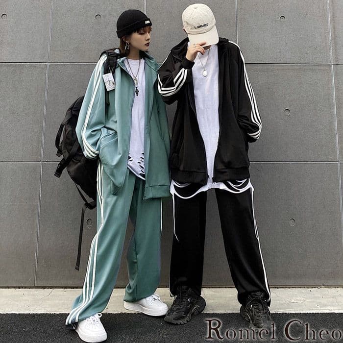 RomelCheo ライン ジャージ 上下セット ユニセックス ストリート