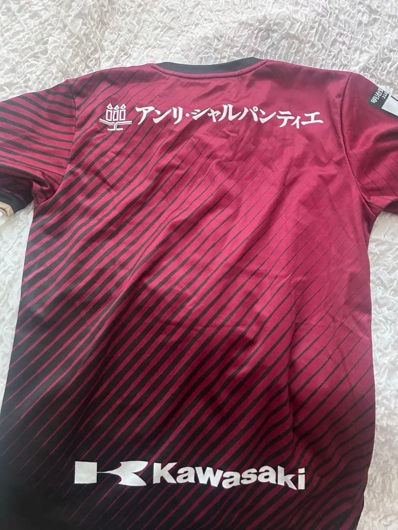 新品 ヴィッセル神戸 Vissel Kobe 赤 ストライプ シャツ