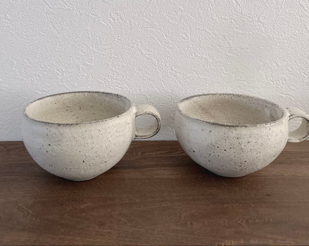 小谷田潤 スープマグカップ　白　2個セット　作家もの