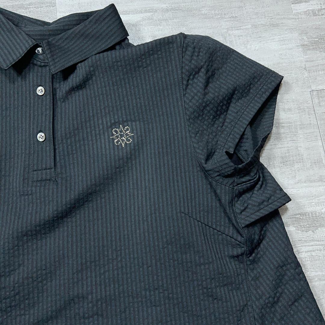 美品 st andrew セントアンドリュース フリル ポロシャツ 黒 ゴルフM