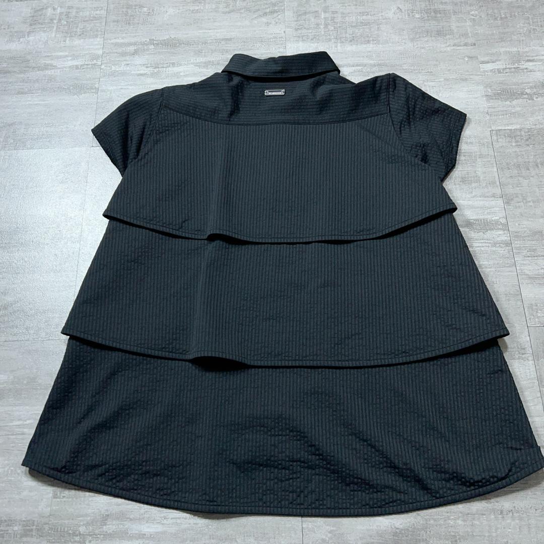 美品 st andrew セントアンドリュース フリル ポロシャツ 黒 ゴルフM
