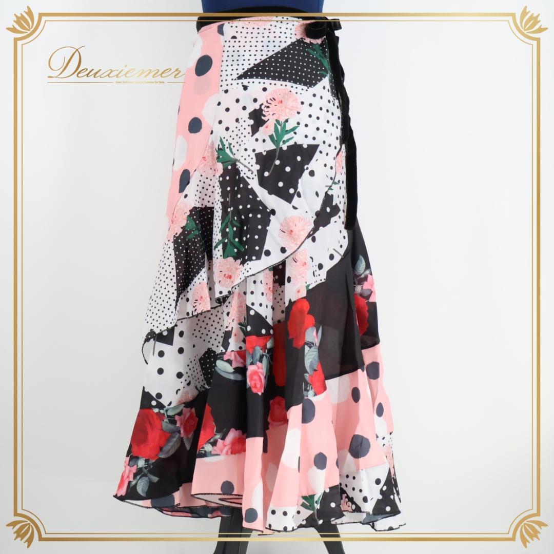 【美品 フラメンコ衣装】ブラック leirena 巻きスカート ファルダ 軽い