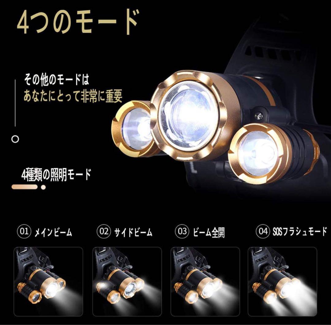 ヘッドライト LED ヘッドランプ USB 充電式 センサー機能120°調整可能