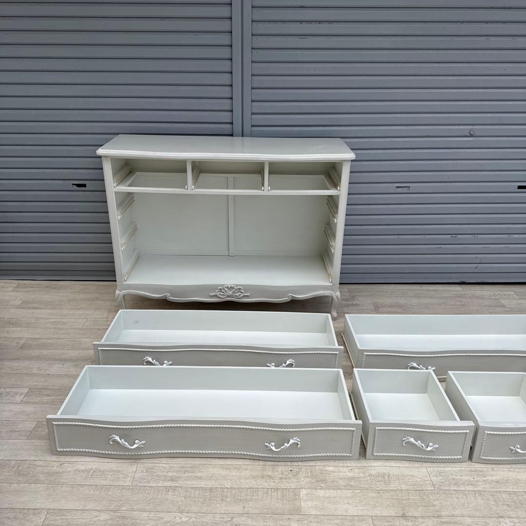 フレンチ　ワイドチェスト　姫家具　白家具　猫脚　ヨーロッパ調